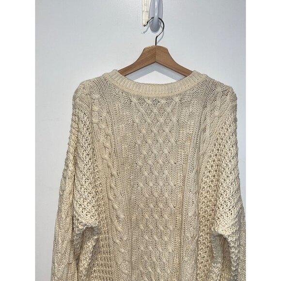 Vintage Cable Knit Oversized Sweater By Structure XL Cream Ramie & Cotton - Picture 2 of 7